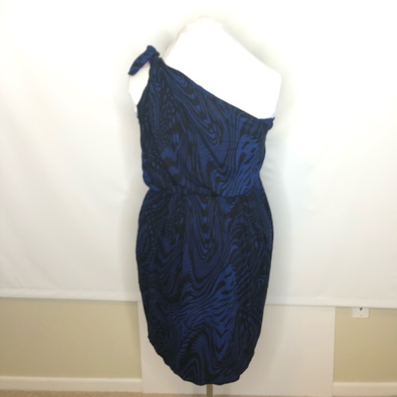 Sexy Holiday One Shoulder Blue Black Dress 2x - Picture 3 of 5